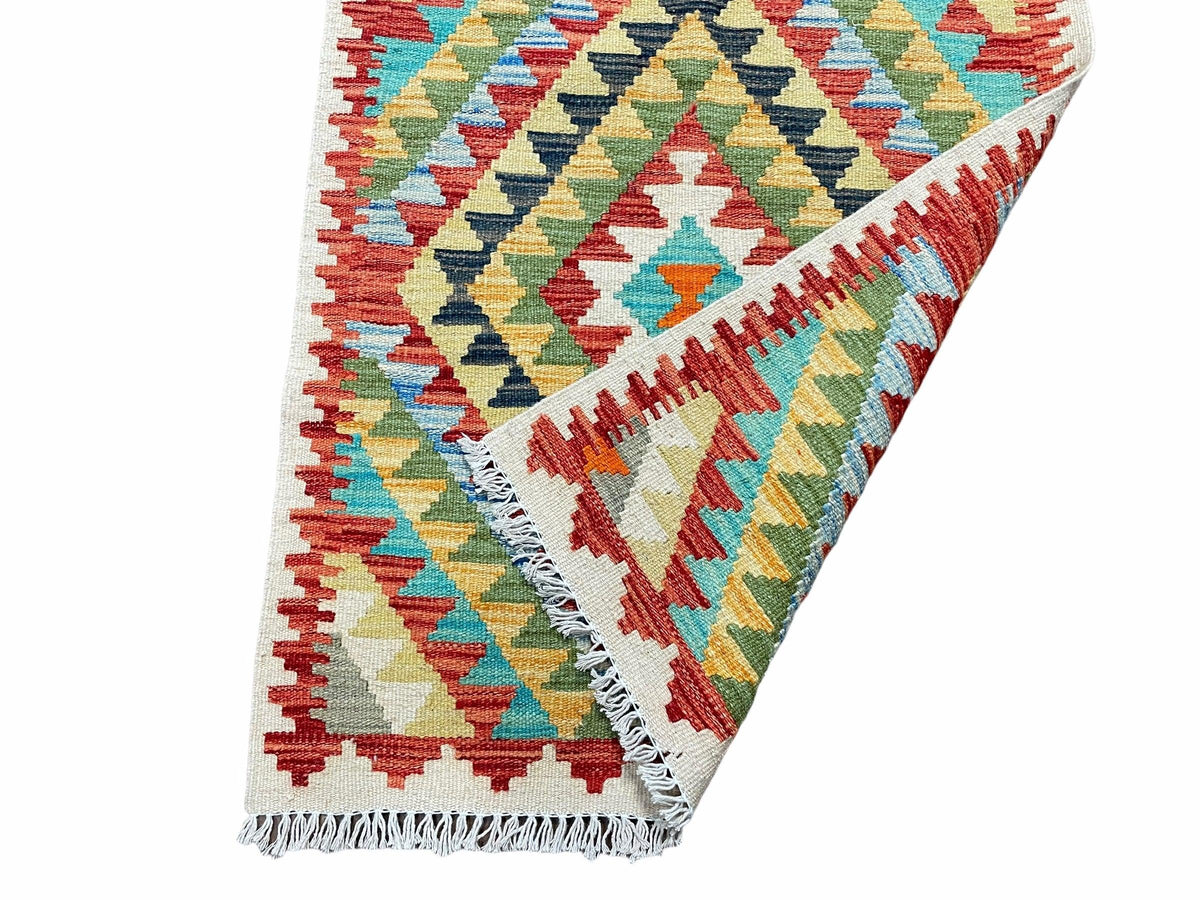 Small Kilim Rug 2x3 Colorful Turkish Kilim Accent Rug New Flatweave Wool Kilim Chobi Kilim Diamond Zigzag Playroom Rug - Jewel Rugs, view 10