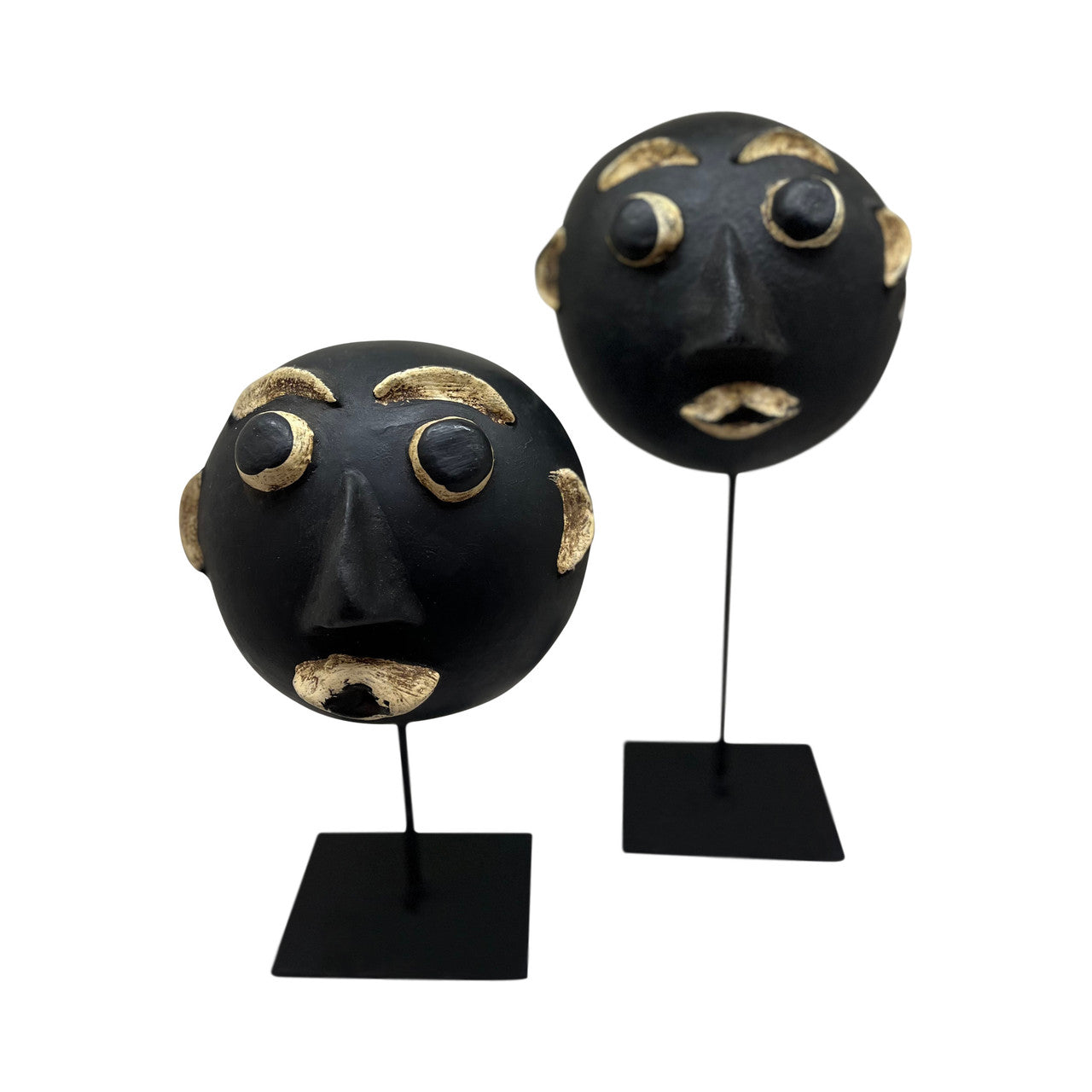 9" Coconut Mask with Stand Antique Black
