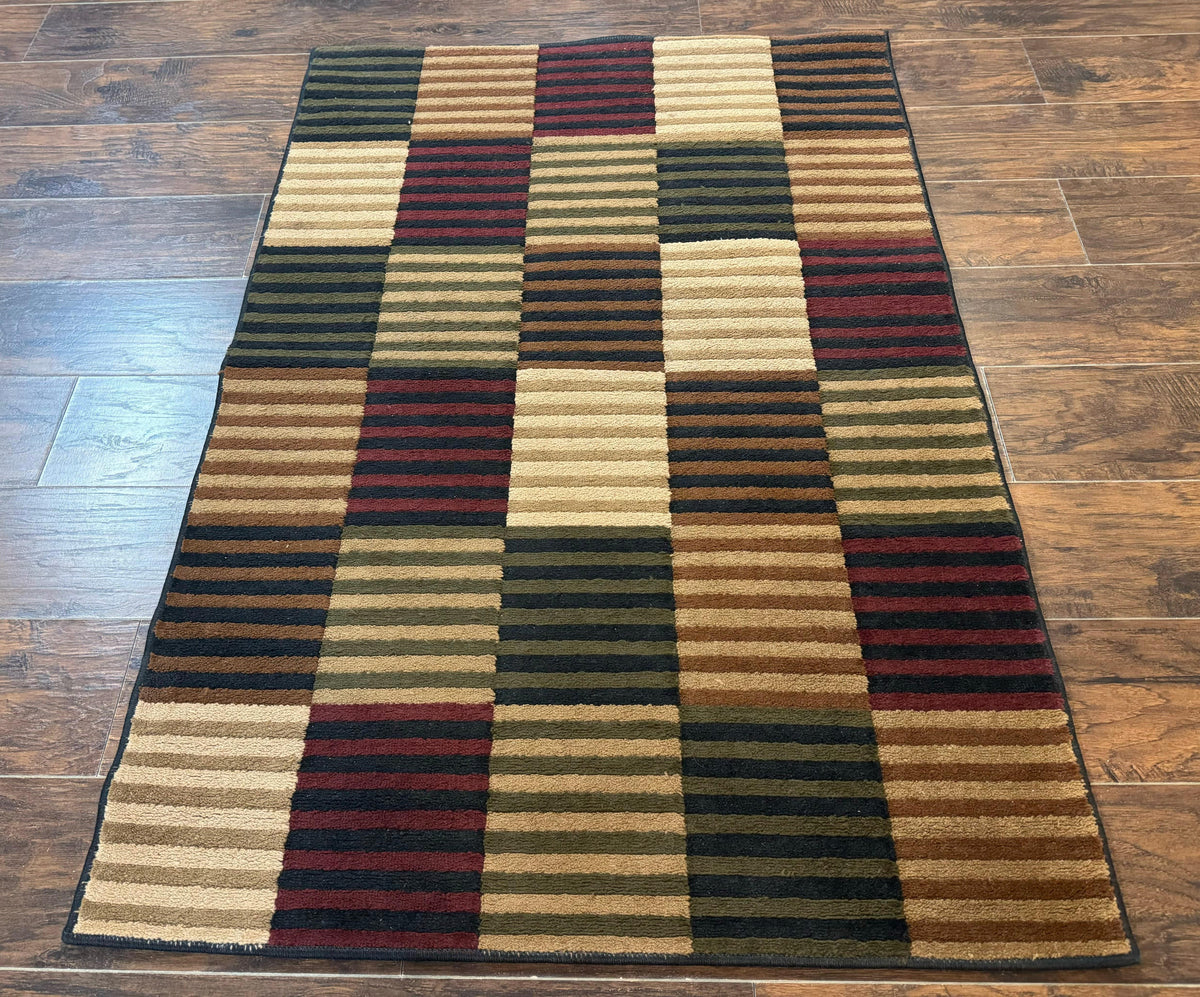 Vintage Power Loomed Rug 3.6 x 5, Brown Beige Black Tan, Box Design - Jewel Rugs, view 2