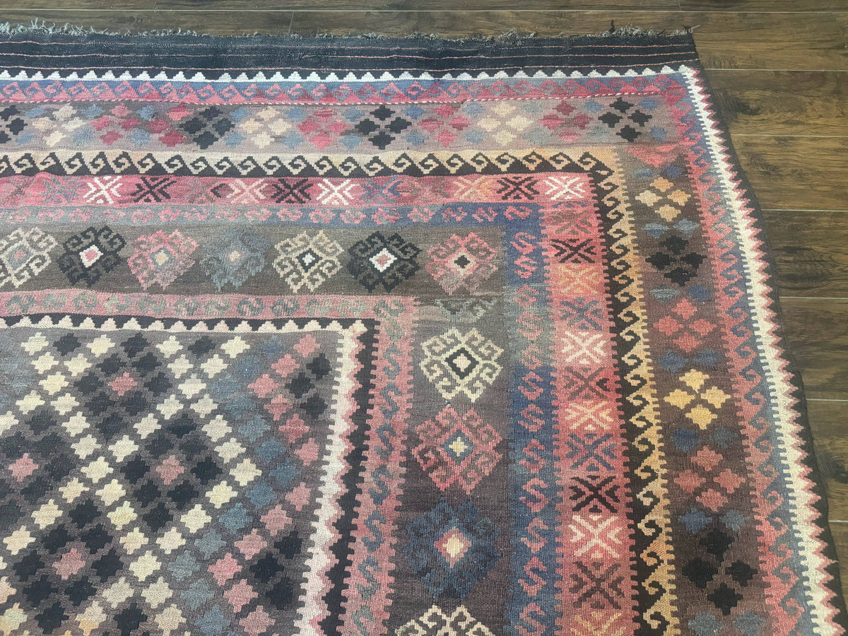 Persian Kurdish Kilim Rug 8x10, Large Flatweave Tribal Bohemian Rug, Vintage Zarand Kilim - Jewel Rugs, view 8