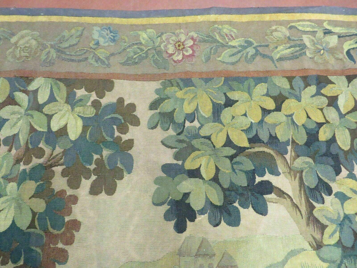 Antique French Tapestry 5x6 French Handmade Aubusson Nature One Of A Kind Rare - Jewel Rugs, view 3