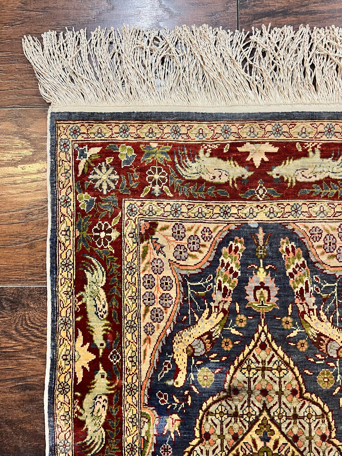 Silk Turkish Hereke Rug 2x3, Peacocks Birds, Signature from Master Weaver, Super Finely Hand Knotted 550 KPSI, Animal Pictorials - Jewel Rugs, view 7