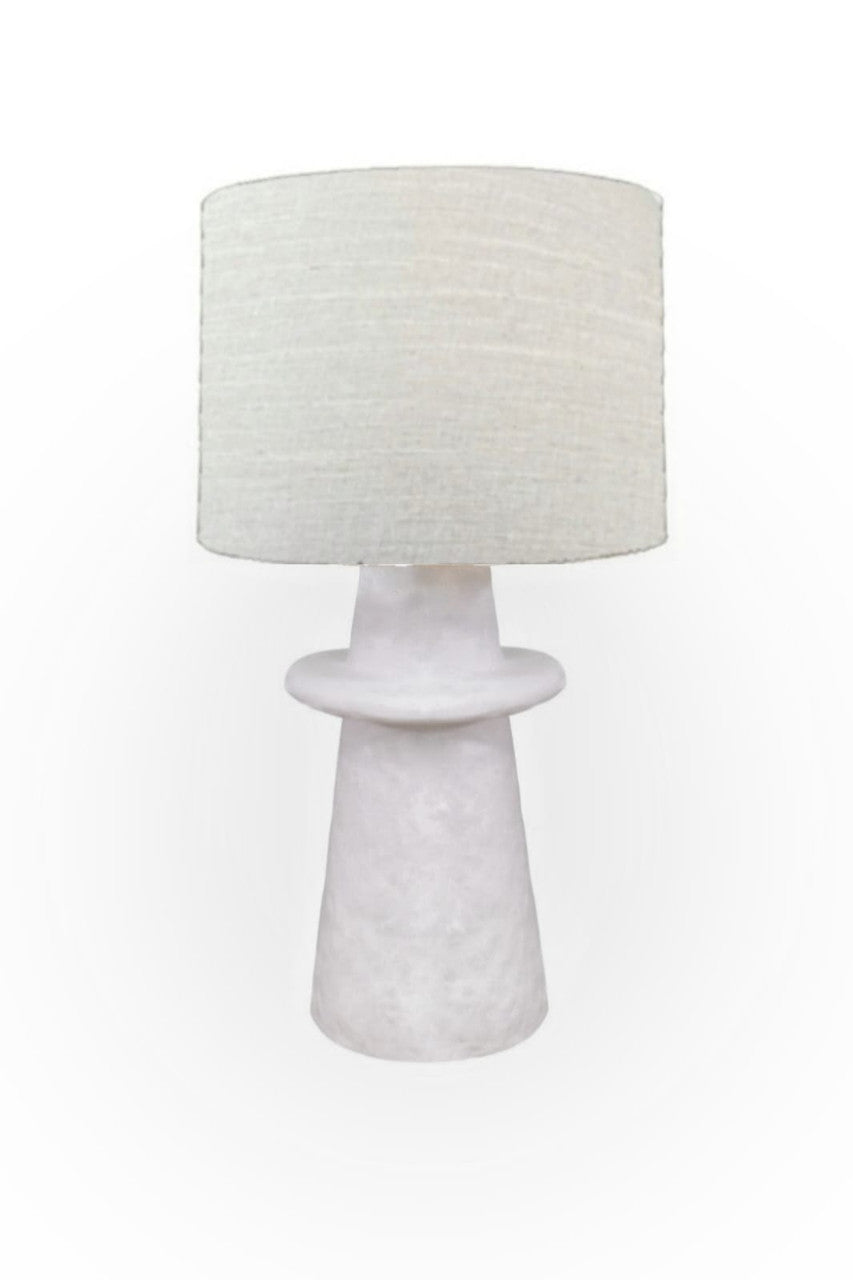 Approx. 26-Inch-High Light House Table Lamp Distressed White with Linen Lamp Shade