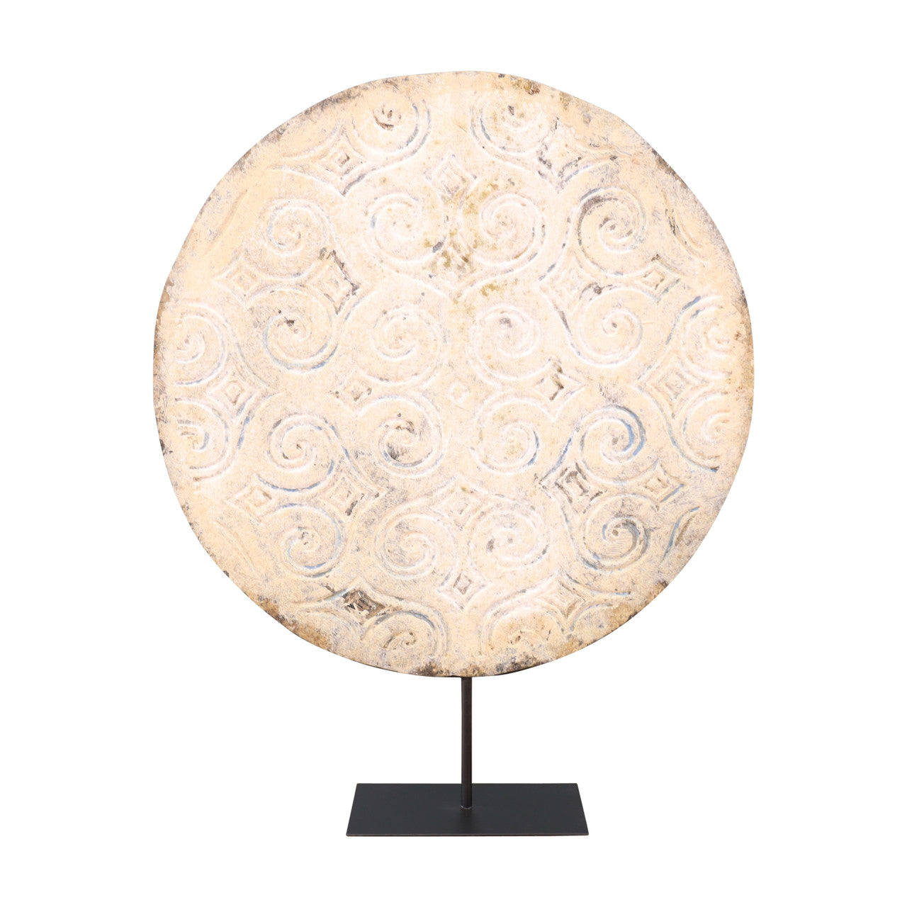 24" Wide Lucky Cloud Wood Disk with Iron Stand Vintage Style
