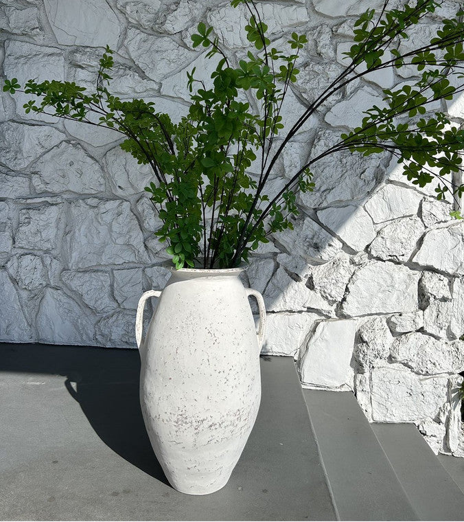 Approx. 25"H Vase with Two Long Handles Distressed White image 3