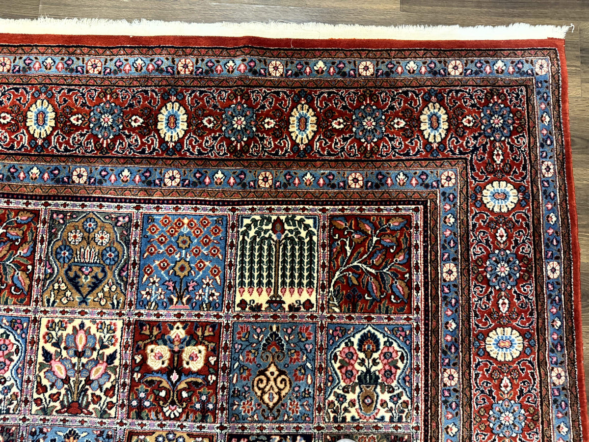 Wonderful Persian Qum Rug 10x13, Panel Design, Fine 260 KPSI, Signed, Red Multicolor - Jewel Rugs, view 7