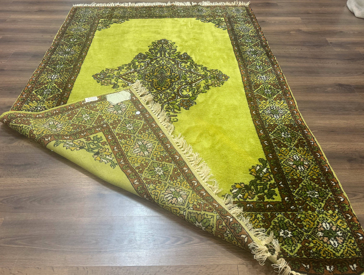 Moroccan Rug 6x8, Semi Open Field, Vintage, Lime Green, Wool Carpet - Jewel Rugs, view 12