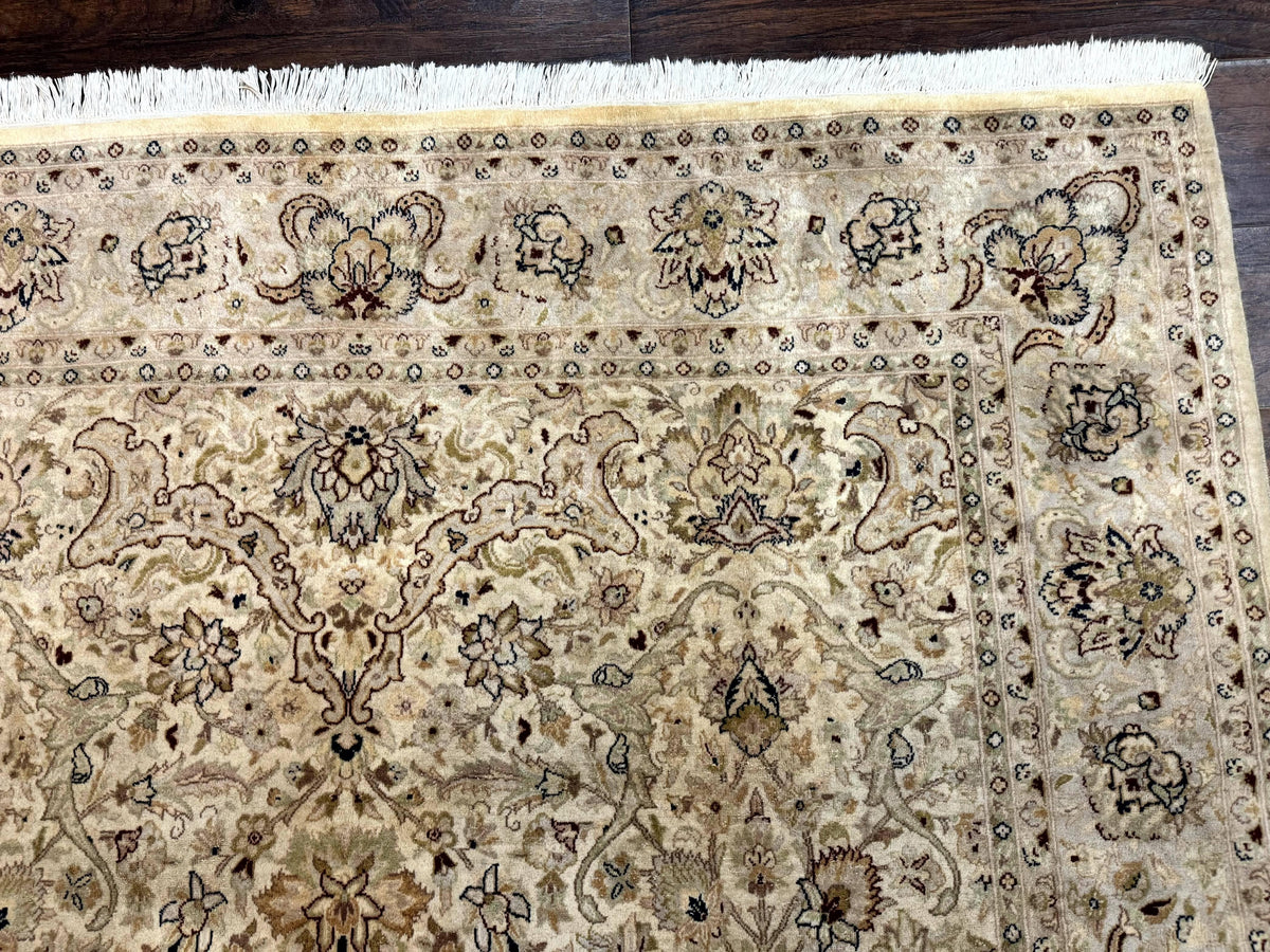 Pak Persian Rug 6x9, Vintage Handmade Wool Carpet, Floral, Beige - Jewel Rugs, view 8