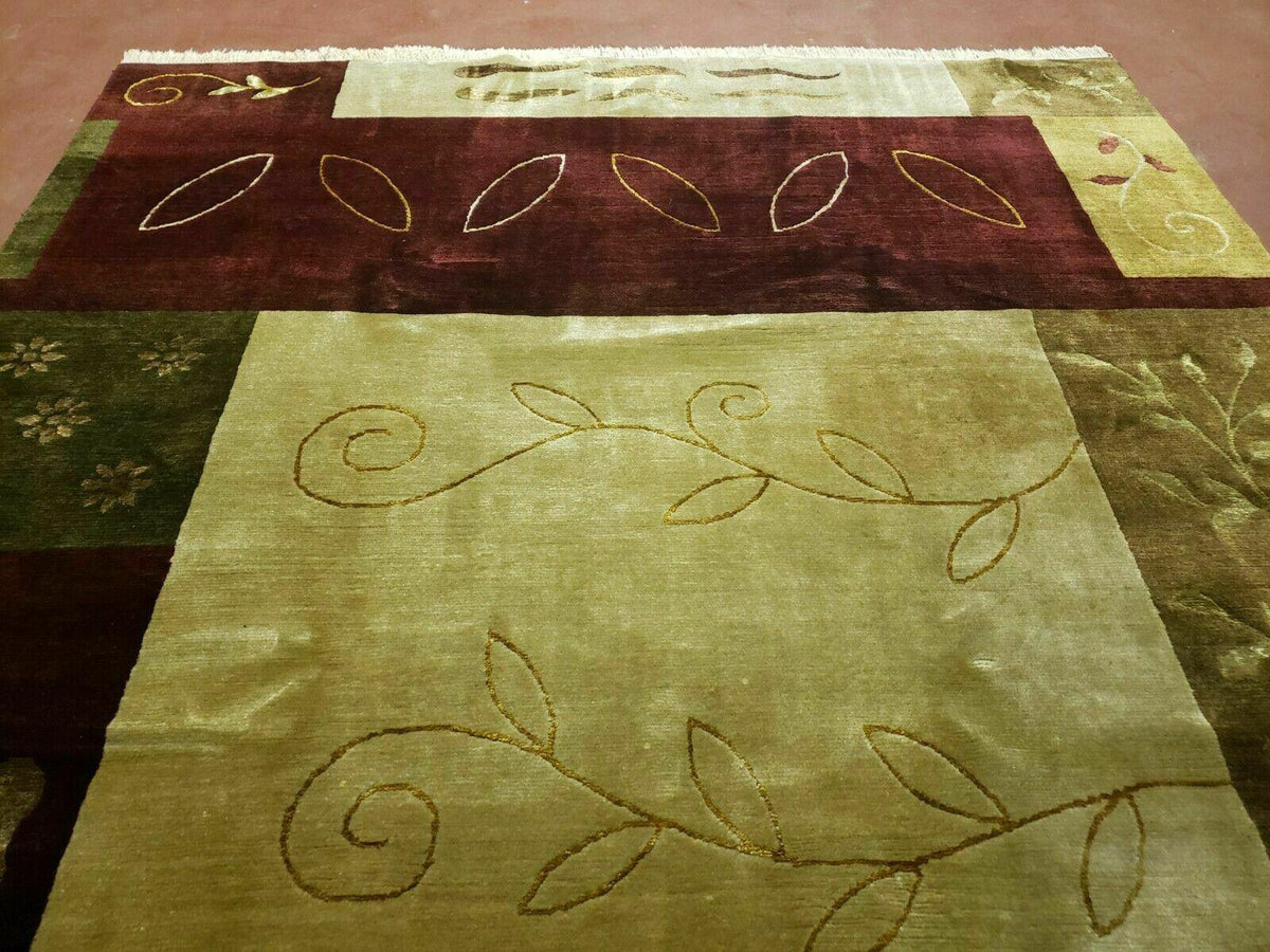 6' X 9' Modern Handmade Tibetan Nepal Wool & Silk Rug Decorative Abstract Gold - Jewel Rugs, view 3
