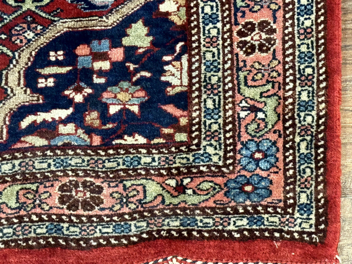 Persian Bidjar Rug 2.7 x 4, Red and Navy Blue, Small Persian Area Rug, Semi Antique - Jewel Rugs, view 10