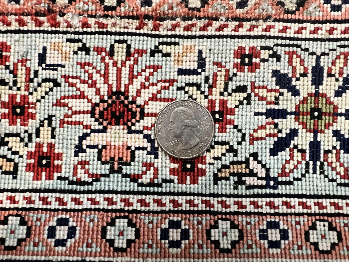 Silk Turkish Kayseri Rug 2x3, Very Finely Hand Knotted, Semi Open Field, Vintage, Silk Pile on Silk Foundation, 300 KPSI - Jewel Rugs, view 11