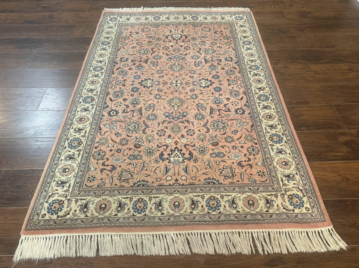 Pak Persian Rug 4x6, Pink and Cream, Very Fine 225 KPSI, Handmade Wool Oriental Carpet - Jewel Rugs, view 2
