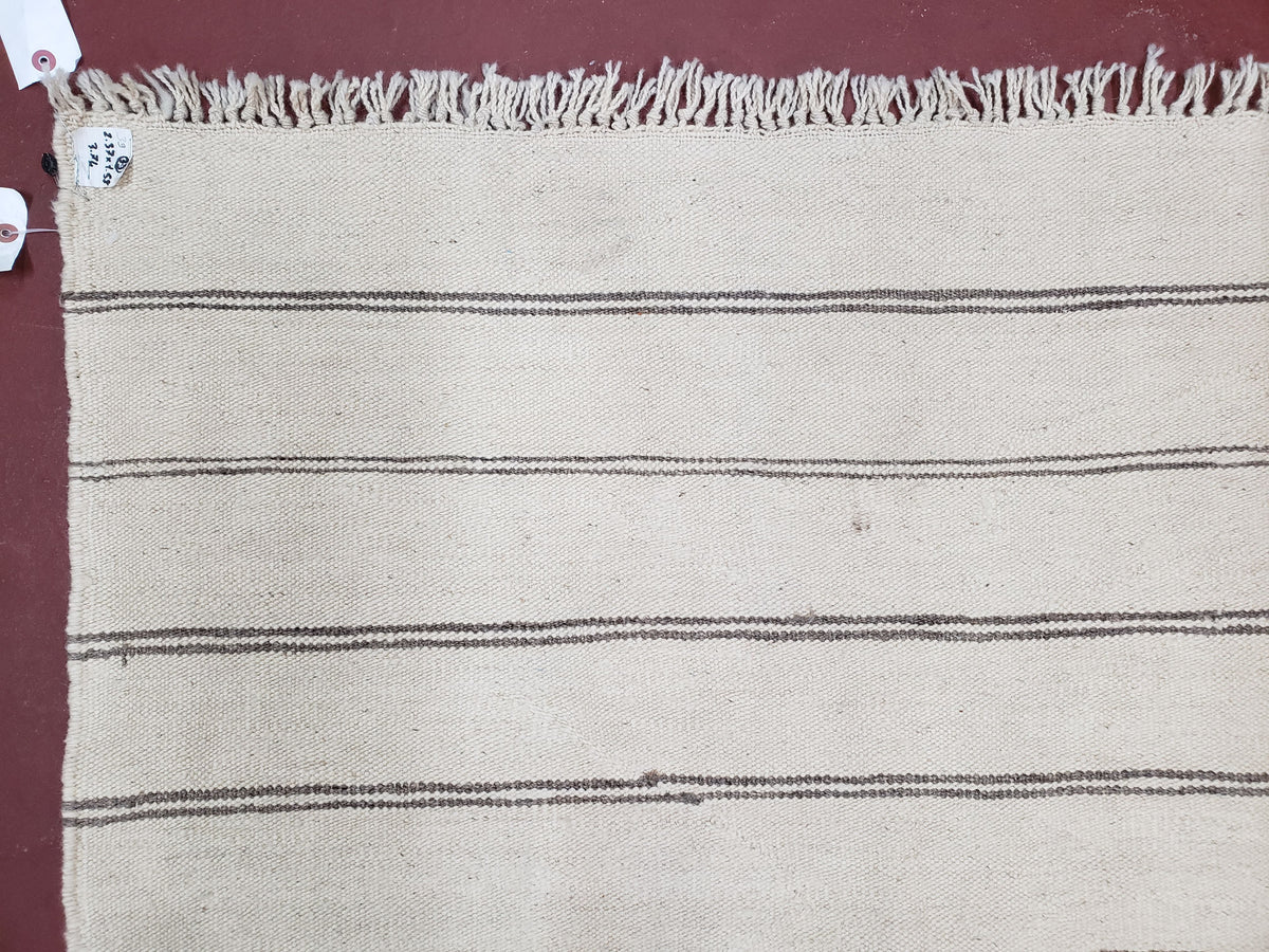 New Turkish Kilim Rug, Striped Area Rug, Southwestern Style, Off-white/Ivory Color, 5x8 Kilim Carpet, Hand-Knotted, Flatweave, Wool - Jewel Rugs, view 6