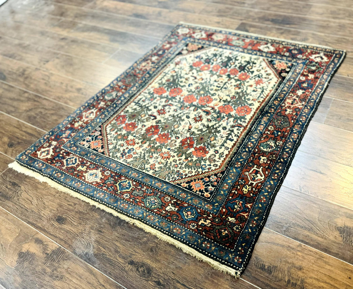 Persian Tribal Rug 3x5, Antique Persian Carpet, Floral Roses, Handmade, Persian Zanjan Rug - Jewel Rugs, view 3