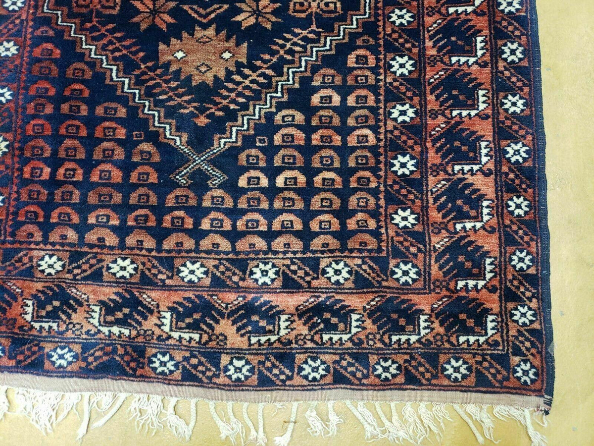 3' 4" X 5' 6" Vintage Handmade Pakistan Balouchi Balouch Tribal Wool Rug Nice - Jewel Rugs, view 9