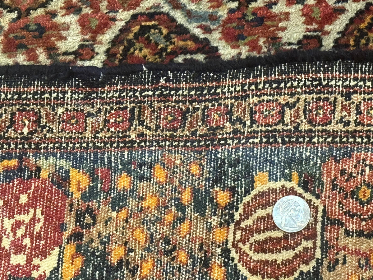 Antique Persian Kurdish Senneh Rug 4.6 x 6.5, Repeated Paisely Boteh Design, Handmade - Jewel Rugs, view 11