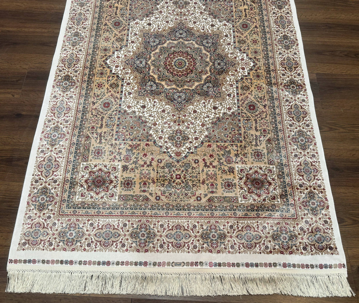 Turkish Memluk Silk Rug 4x6, Hereke Carpet, Bamboo Silk, New - Jewel Rugs, view 6
