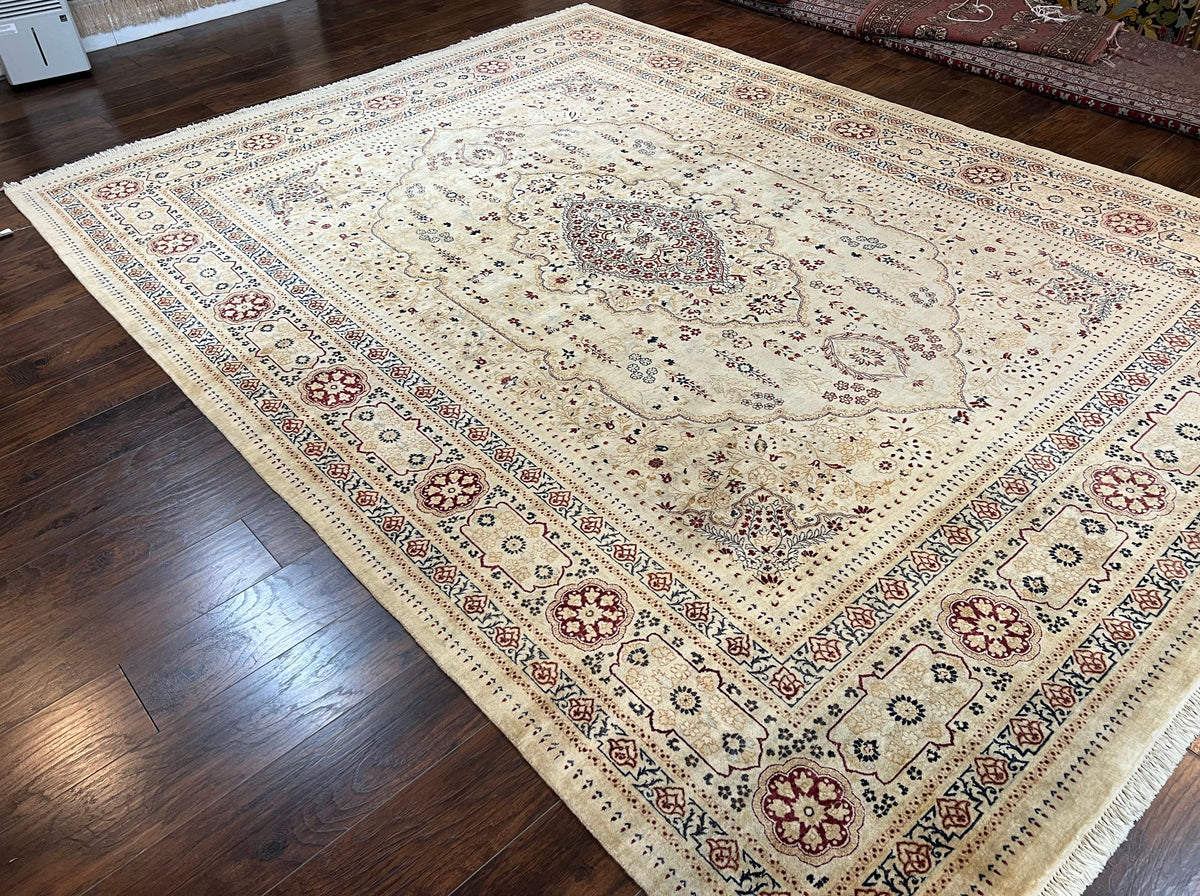 Pak Persian Rug 9x11, Very Fine Hand Knotted Oriental Carpet, Haji Jalili Design, Ivory/Cream, Wool Handmade Room Sized Rug 9 x 11 ft, Nice - Jewel Rugs, view 13