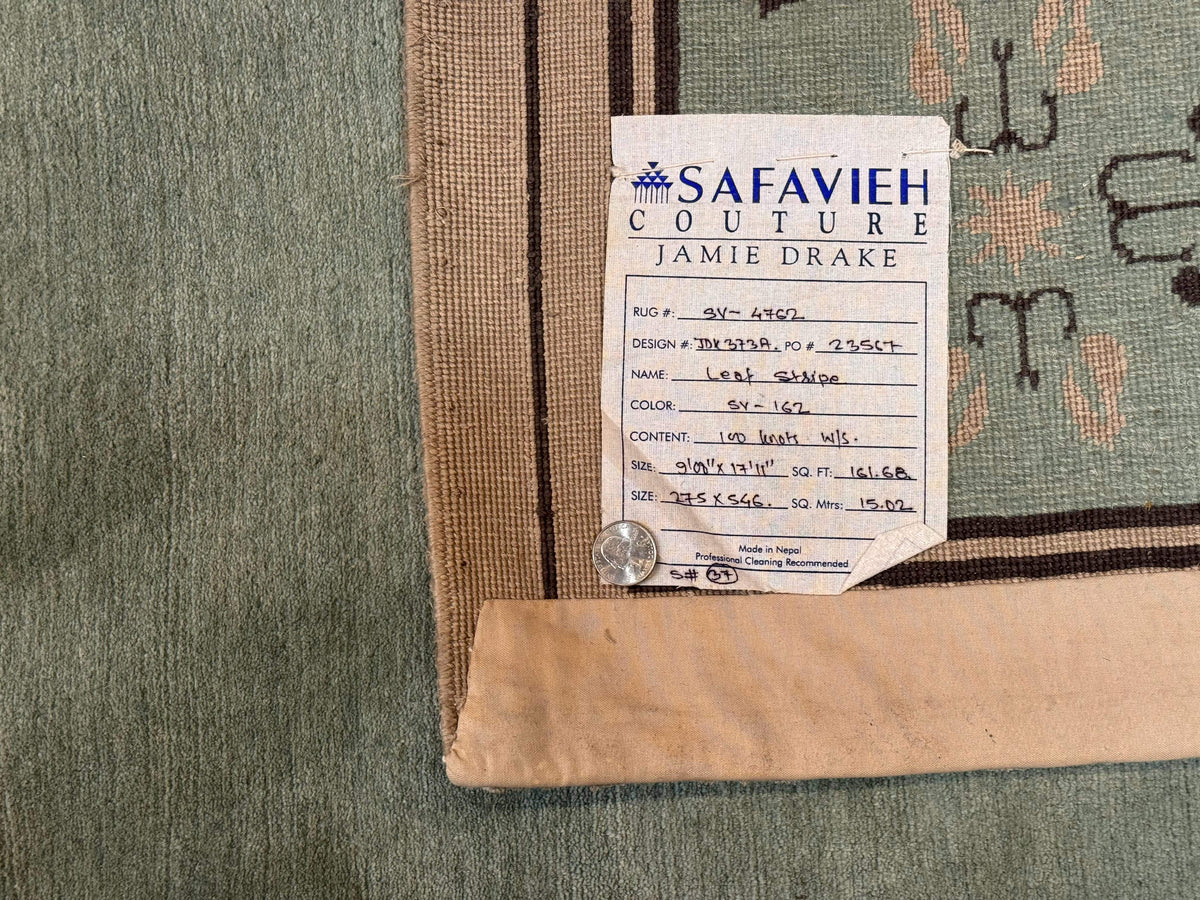 Palace Size Nepali Rug 9x18, Open Field, Light Mint Green, Wool Hand Knotted, Modern Contemporary - Jewel Rugs, view 11