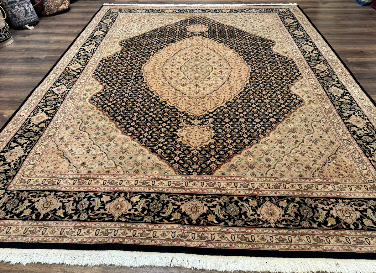 Sino Persian Rug 8x10, Herati Mahi Pattern, Fine 170 KPSI, Black, Wool and Silk Highlights - Jewel Rugs, view 2