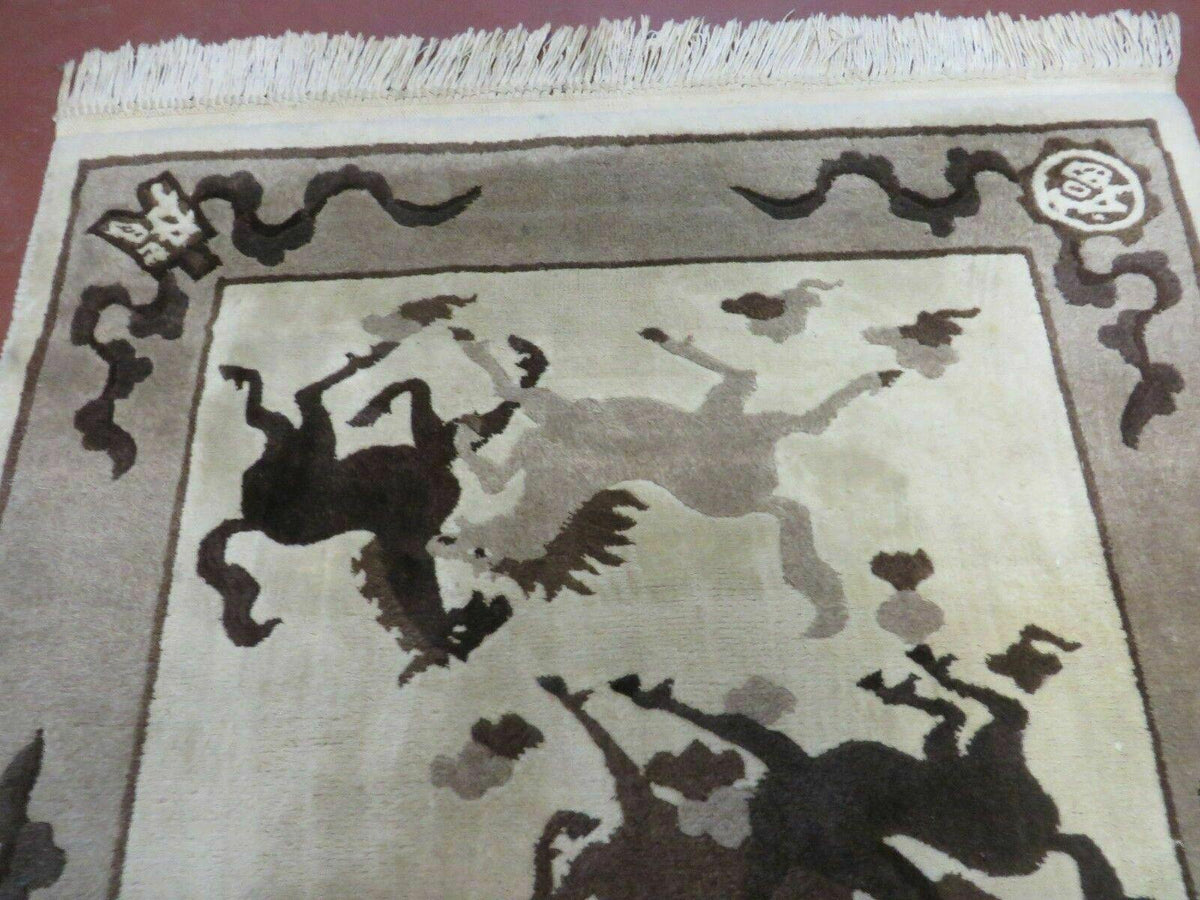 4' X 6' Modern Tibetan Nepal Art Deco Chinese Hand Knotted Wool Rug Horses Nice - Jewel Rugs, view 4