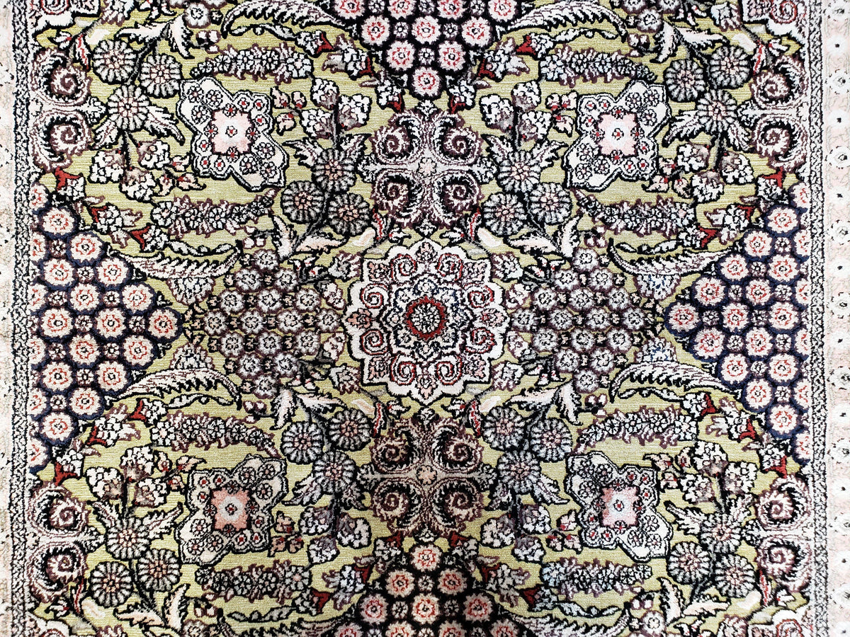 5x8 Indian Kashmiri Silk Rug with Gold Threads - Jewel Rugs, view 5
