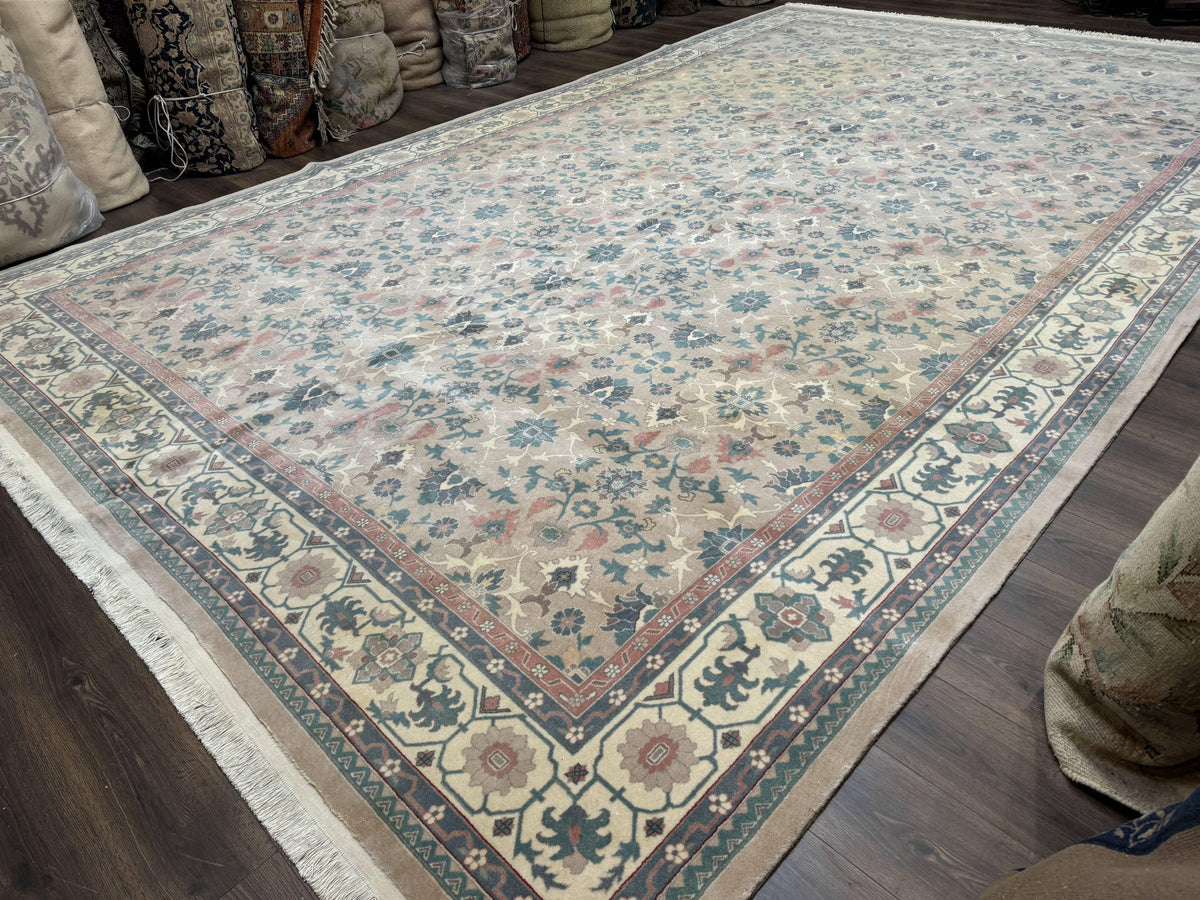 Palace Size Wool Rug 10x18, Sino Persian Kerman Rug, Oversized Hand Knotted Carpet, Light Taupe, Allover Pattern - Jewel Rugs, view 3