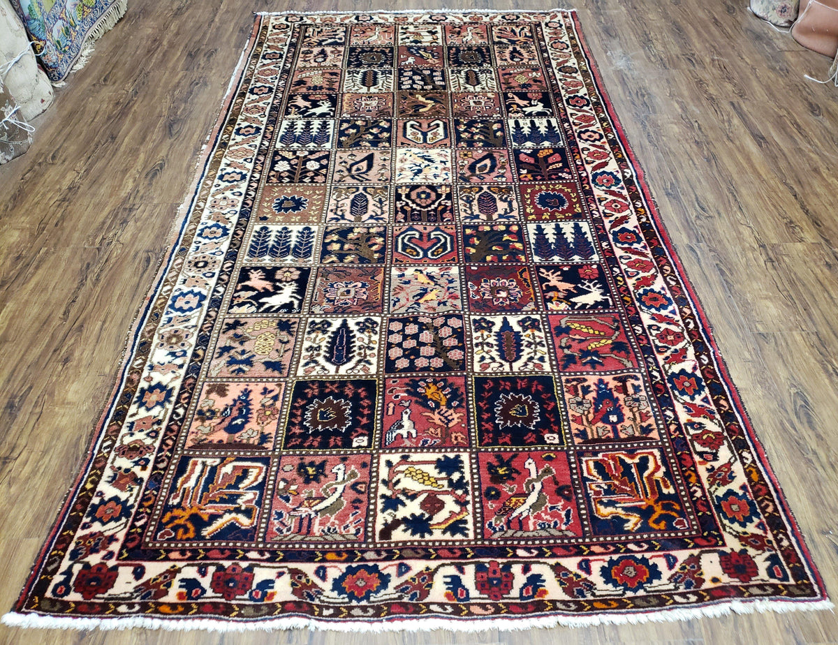Antique Persian Bakhtiari Rug circa 1920s, Kheshti Panel Design, Wool, Hand-Knotted, 5'3" x 10' - Jewel Rugs, view 2