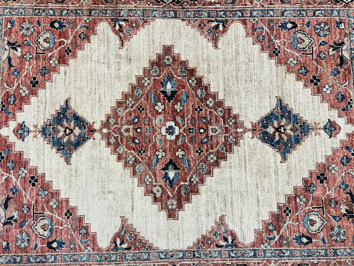 Peshawar Rug 5x7, Wool Hand Knotted Handmade Vintage Carpet, Serapi Design, Pakistani Rug 5 x 7 ft, Medium Sized, Geometric Rug - Jewel Rugs, view 5