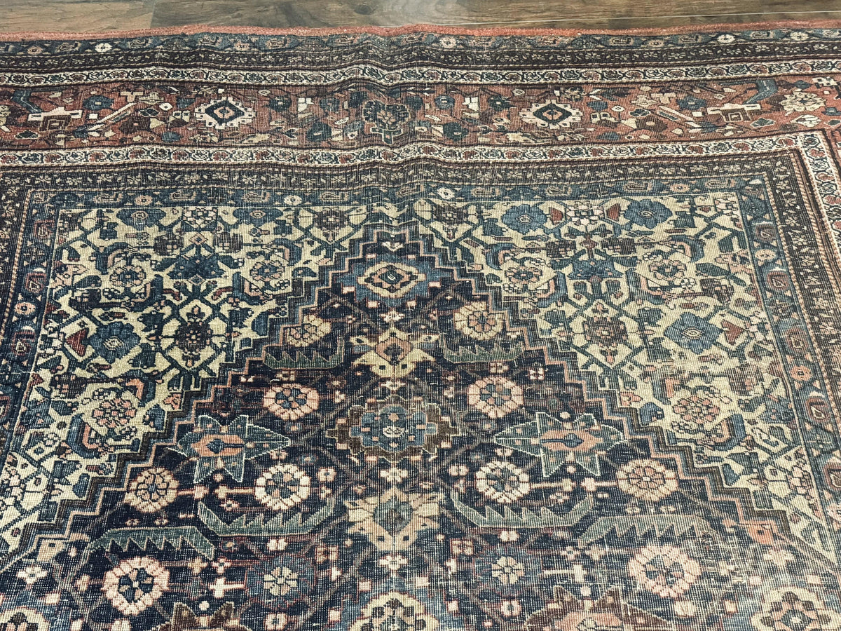 Antique Persian Bidjar Rug 8x15 – Navy Blue, Herati Pattern, Early 20th Century - Jewel Rugs, view 4