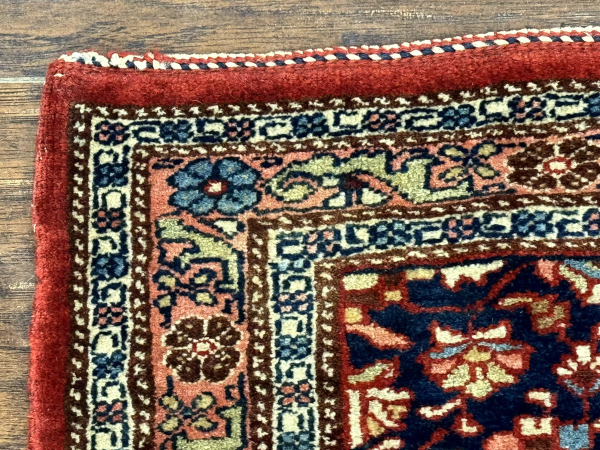 Persian Bidjar Rug 2.7 x 4, Red and Navy Blue, Small Persian Area Rug, Semi Antique - Jewel Rugs, view 7