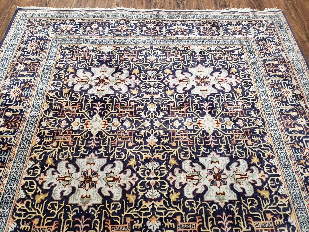 Navy Blue Persian Kashan Rug, Hand-Knotted, Wool, 4' 8" x 7' 4", Pair B - Jewel Rugs, view 13