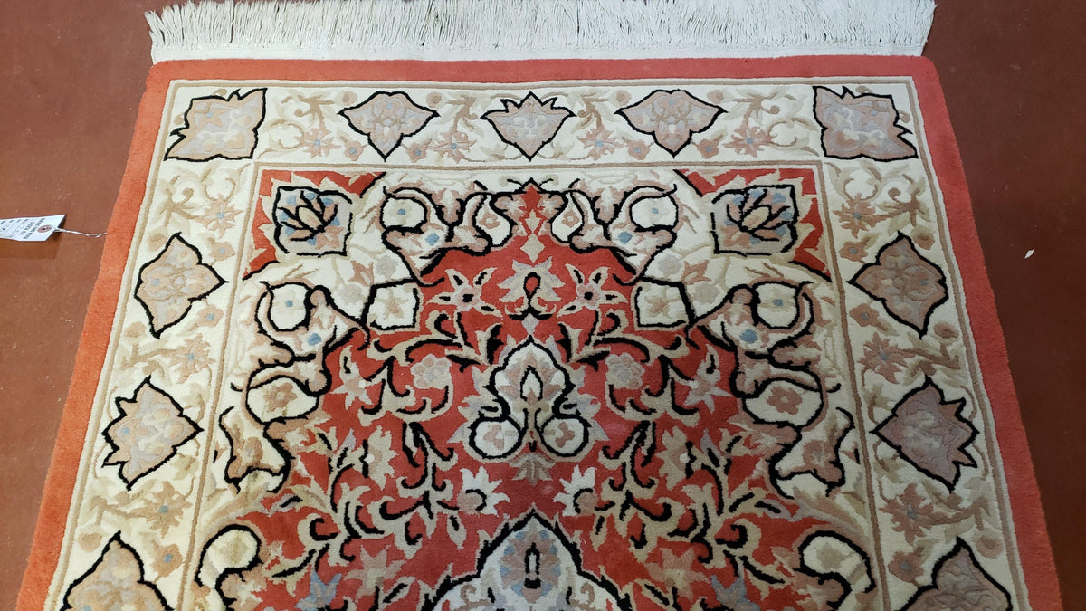 3x5 Red Chinese Plush Rug, Hand Knotted Soft Wool Carpet, Medallion Rug, Fine Vintage Rug, 120 Line, Small Area Rug - Jewel Rugs, view 12