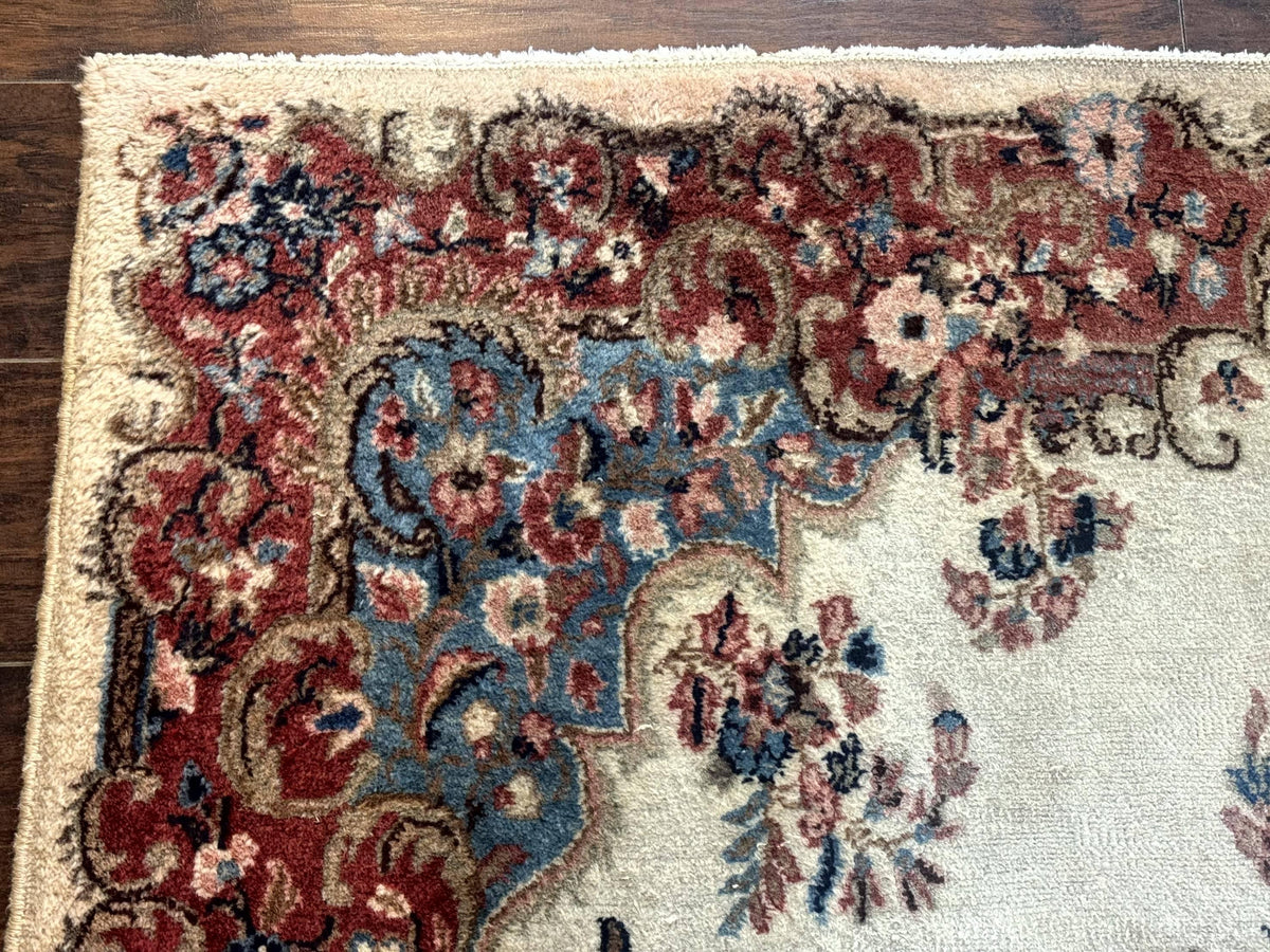 Square Persian Kerman Rug, Beige/Cream and Light Blue, Traditional Persian Rug, 5.5 x 5.5 ft - Jewel Rugs, view 7