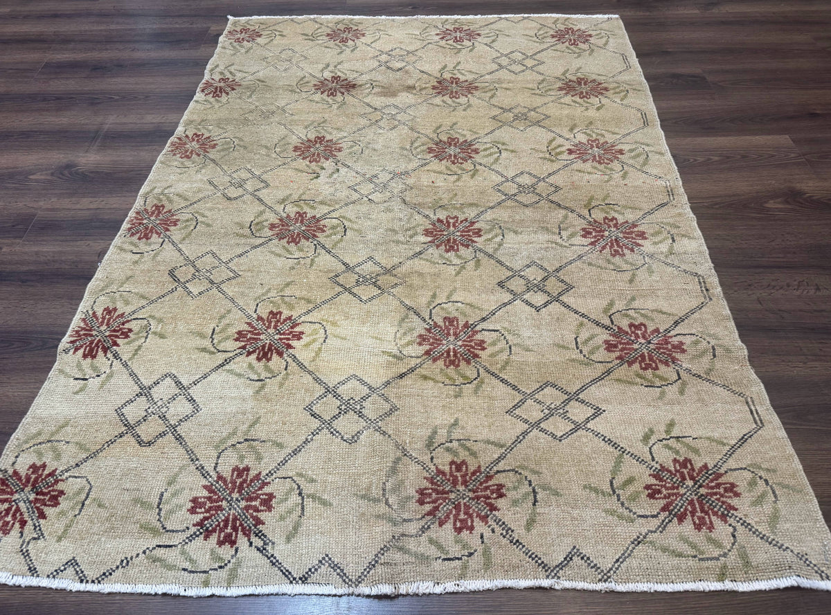 Turkish Rug 5x6, Oushak Carpet, Beige - Jewel Rugs, view 2