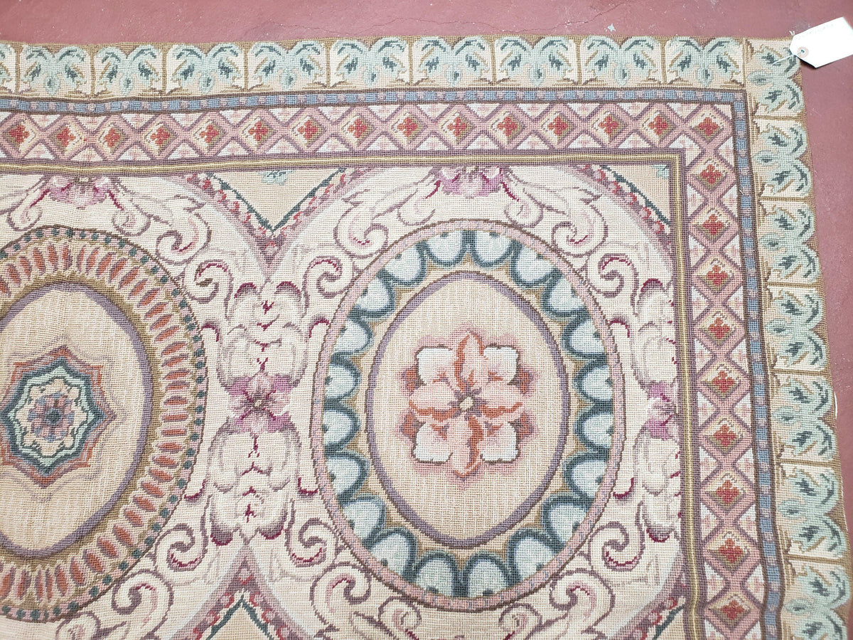New Needlepoint Rug, 6x9 Needlepoint Carpet, Flatweave Rug, Vicotorian French European English Decor, Elegant Rug for Living Room, Handmade - Jewel Rugs, view 8