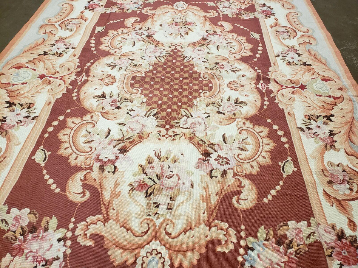 6' X 9' Vintage Handmade Chinese Needlepoint Wool Rug Flat Weave - Jewel Rugs, view 13