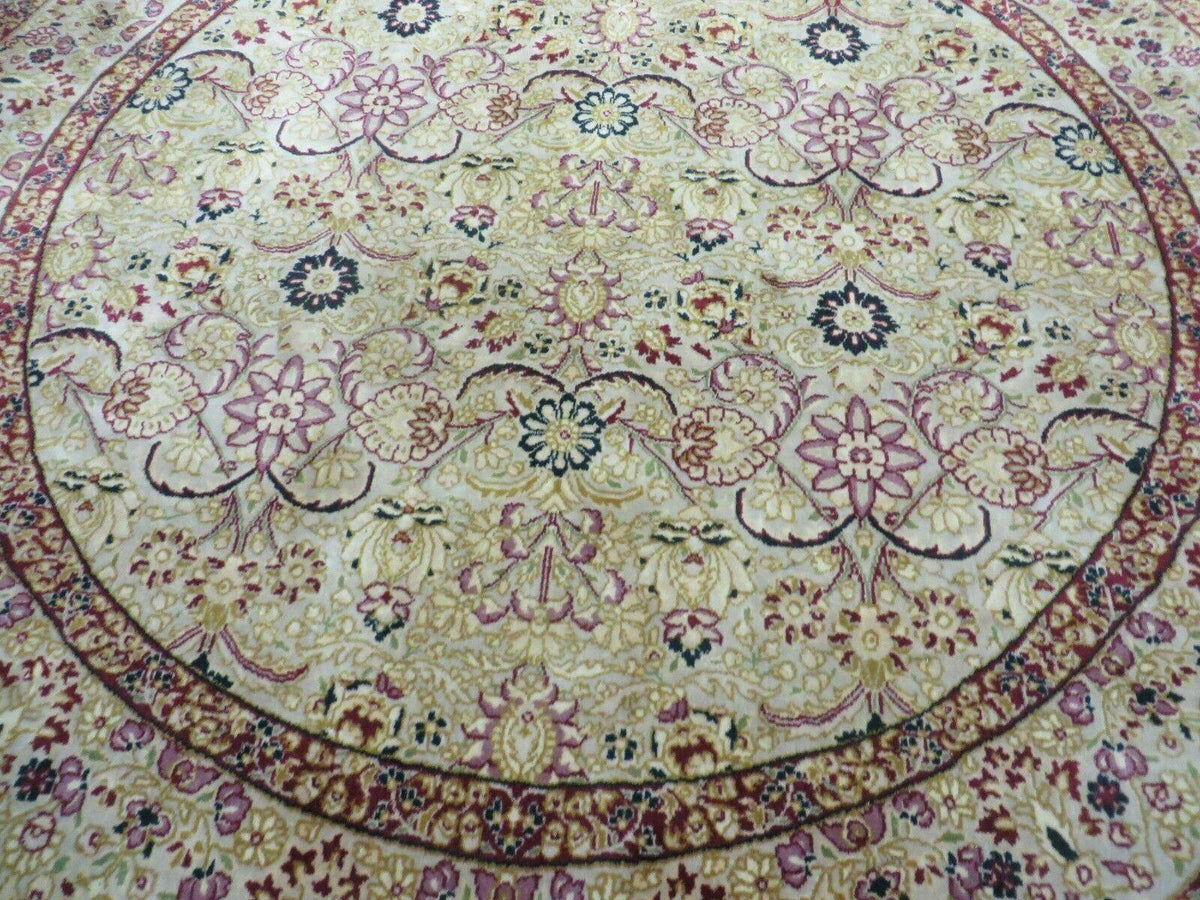 6' Handmade Fine Indian Wool Rug Carpet Round Silk Accent Beauty - Jewel Rugs, view 12
