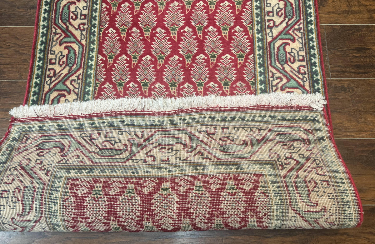 Persian Tabriz Runner Rug 3x16, Paisley Boteh Design, Red and Cream, Rug for Hallway, 16ft Wool Runner - Jewel Rugs, view 12