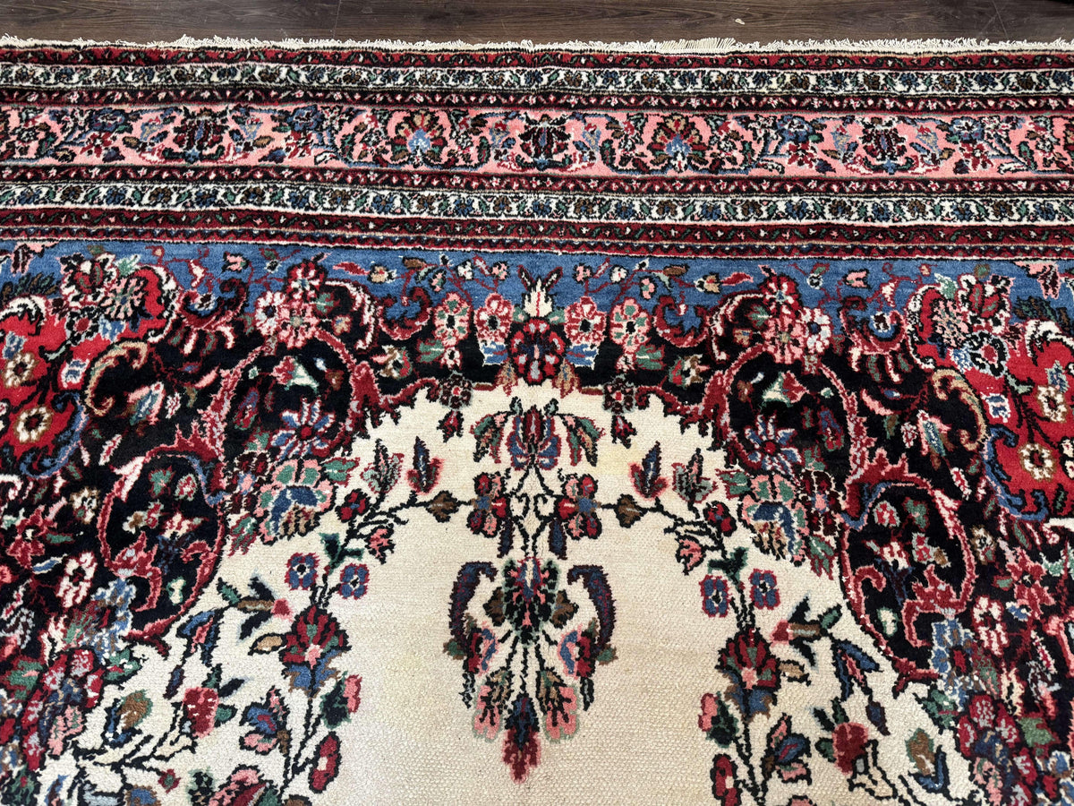 Palace Size Persian Rug 10 x 21 ft, Antique Hamadan Bibikabad Carpet, Handmade Antique Wool Oversized Rug, Ivory, Semi Open Field - Jewel Rugs, view 4