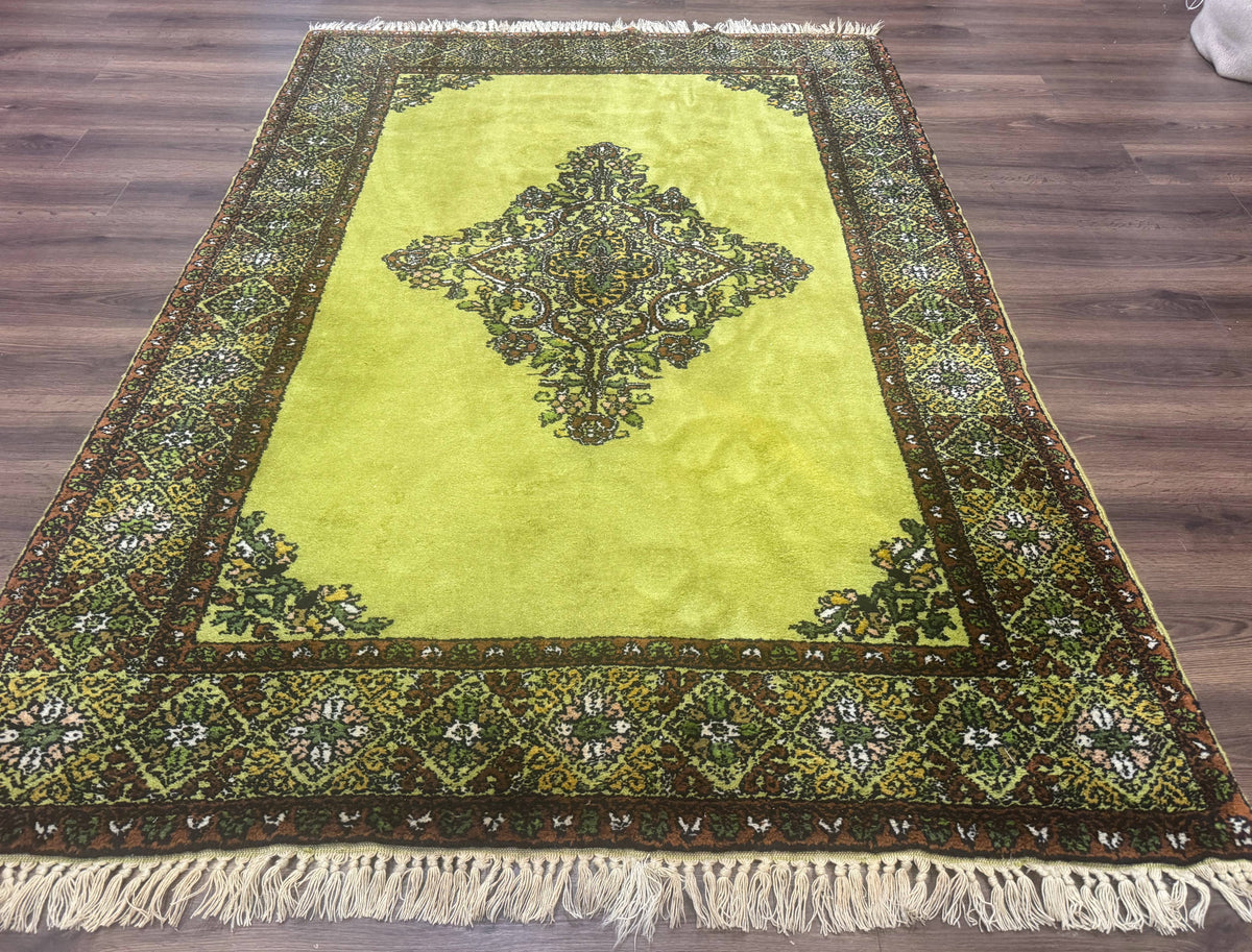 Moroccan Rug 6x8, Semi Open Field, Vintage, Lime Green, Wool Carpet - Jewel Rugs, view 2