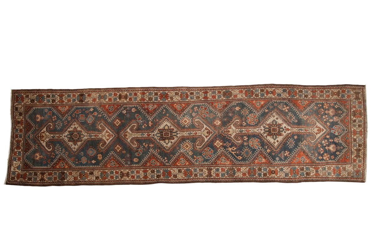 4x14 Vintage Distressed Hamadan Rug Runner