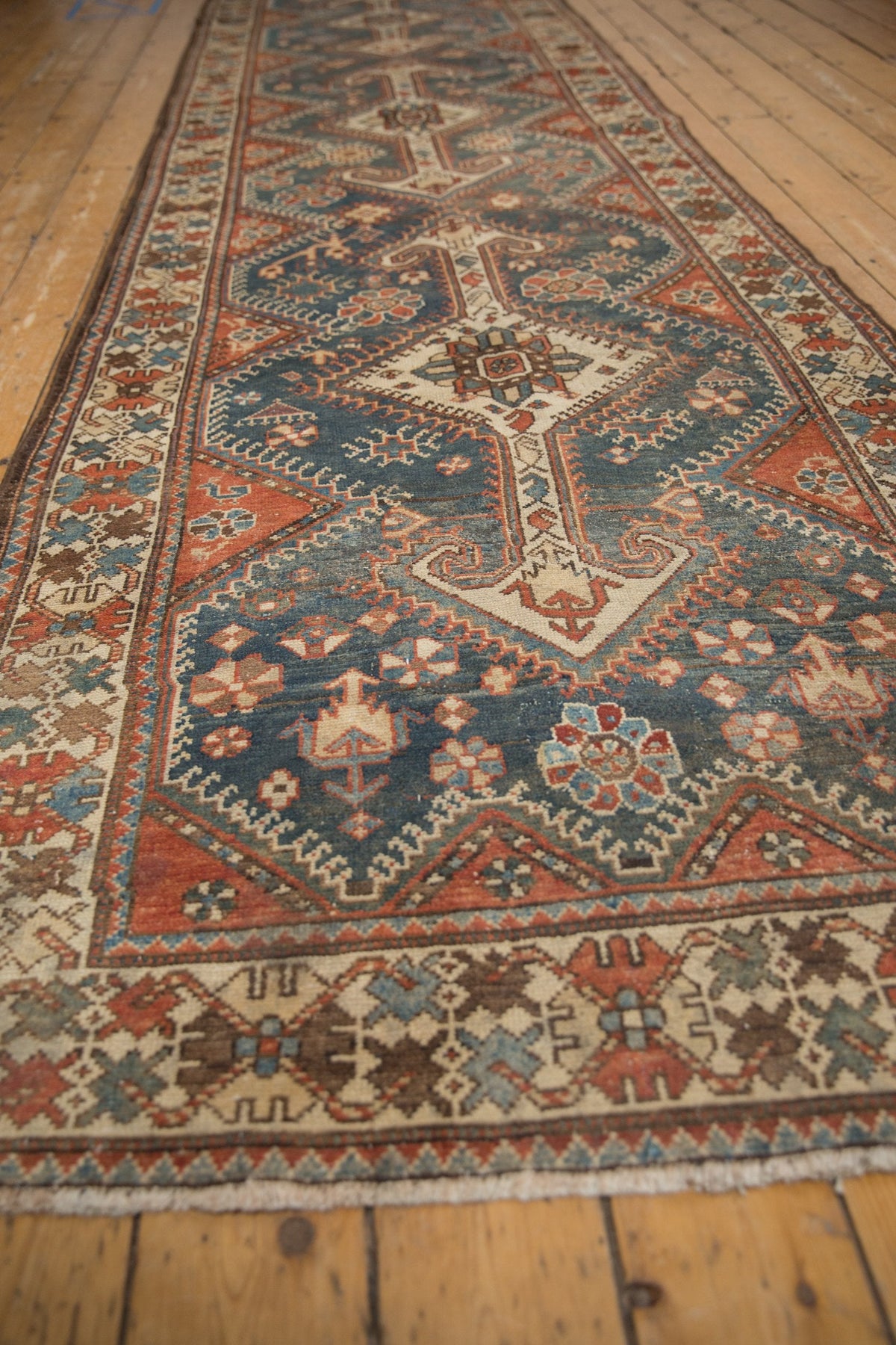 4x14 Vintage Distressed Hamadan Rug Runner
