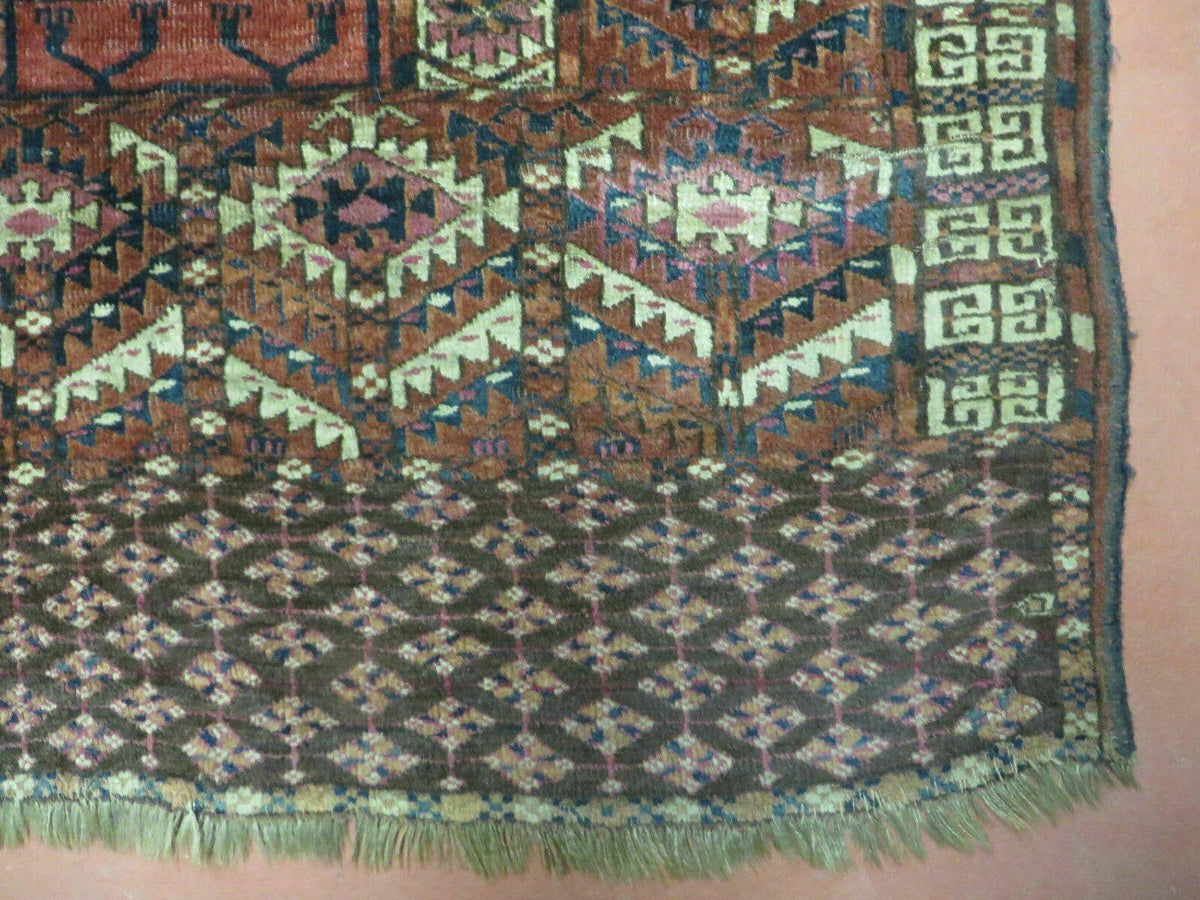 Antique Turkoman Ensi Wool Rug 4x5 - Jewel Rugs, view 9