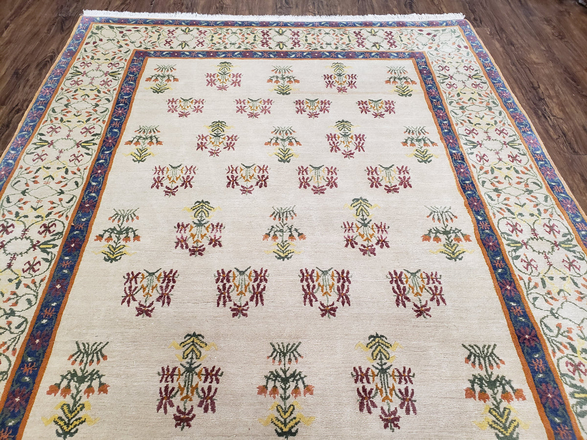Tufenkian Rug 5.9 x 8.6, Tibetan Nepalese Rug, Hand Knotted, Soft Shiny Wool, Repeated Motifs, Contemporary Modern, Area Rug 6x9, Vintage - Jewel Rugs, view 13