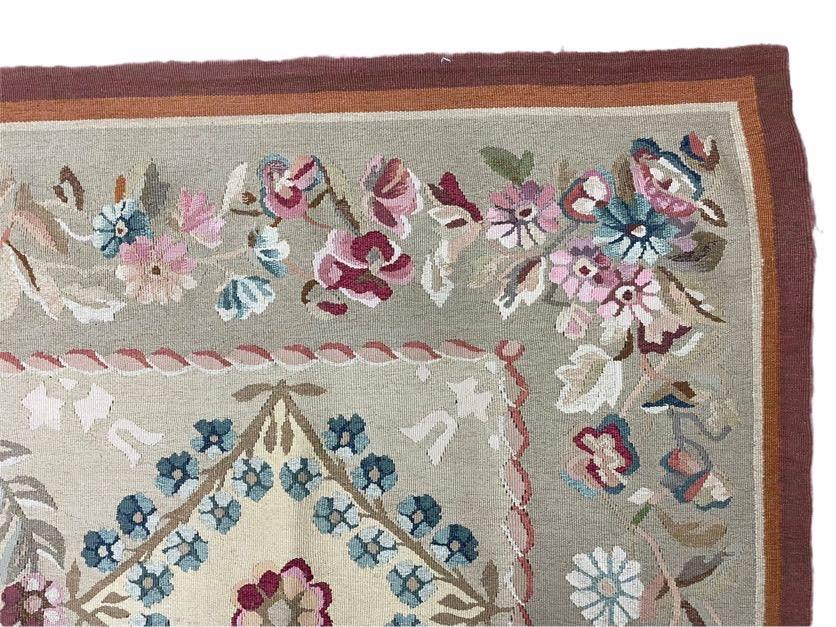 9x13 Needlepoint Carpet, French Design Rug, Hand-Knotted, Brand New Needlepoint Rug 9 x 13, English French European Style, Beige Floral - Jewel Rugs, view 6