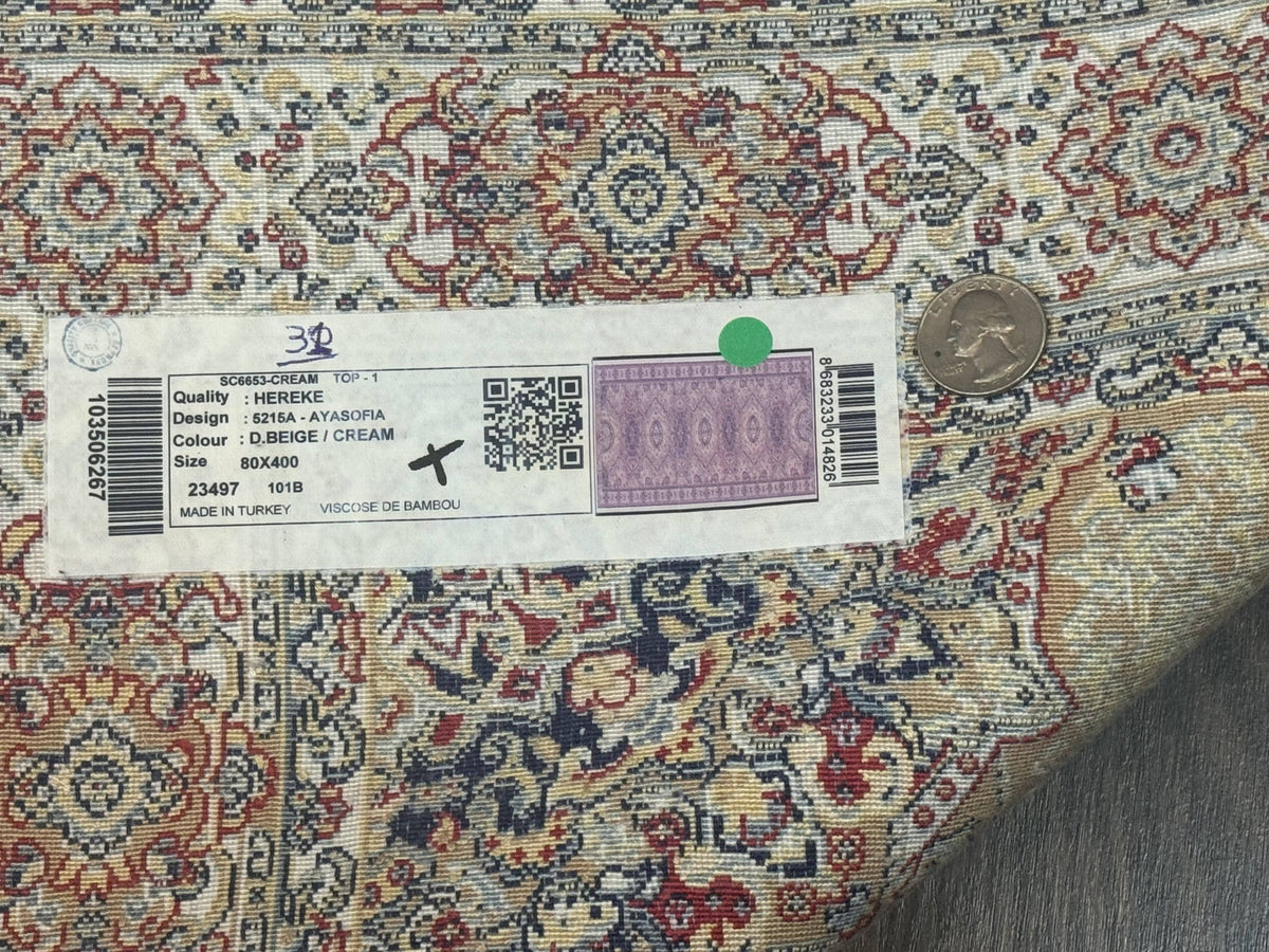 Turkish Silk Runner Rug 2.6 x 13, Dome Design, Hereke Runner, Bamboo Silk, New - Jewel Rugs, view 10