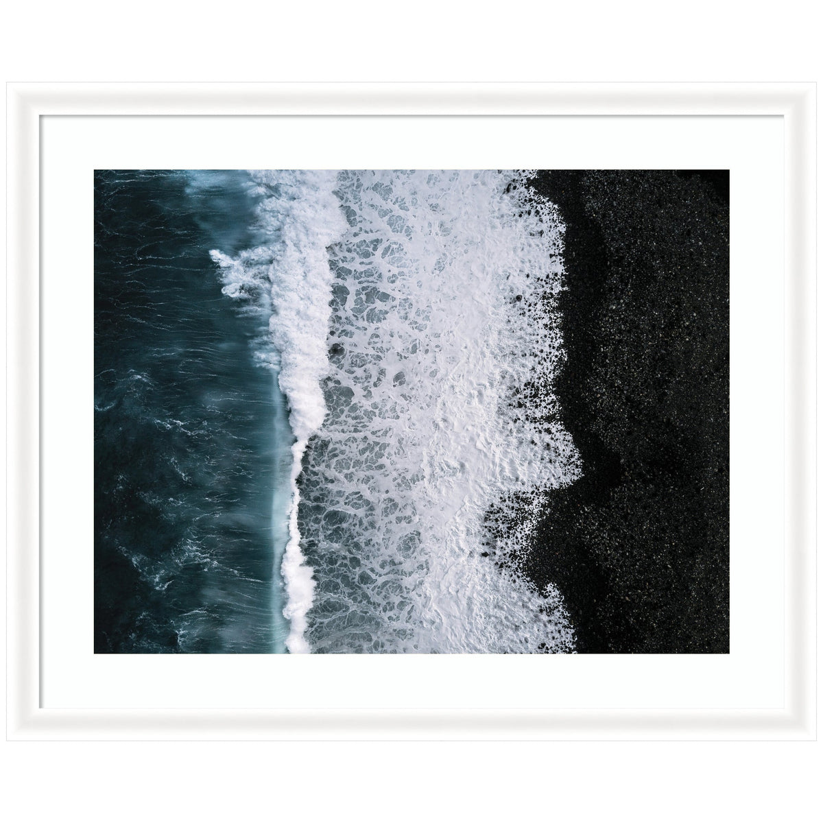 Framed Art Ocean Waves on the Black Beach in Iceland by Michael Schauer