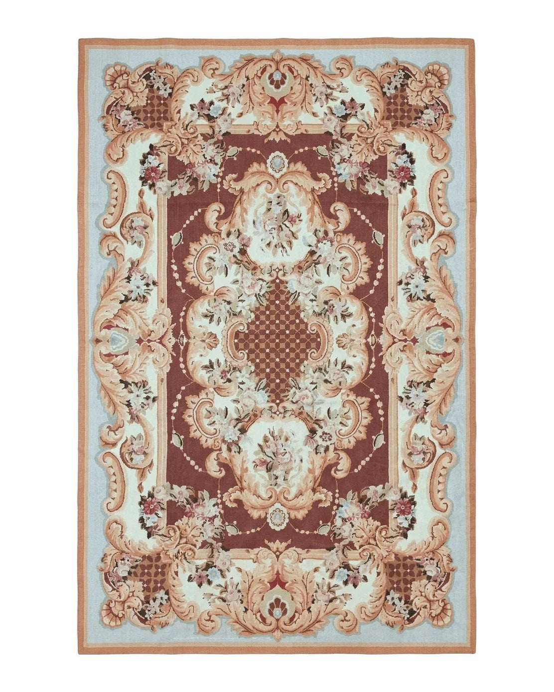 Vintage Needlepoint Rug 6x9, Aubusson Rug, Flatweave Wool Elegant Carpet, Medium Size, French European Design - Jewel Rugs