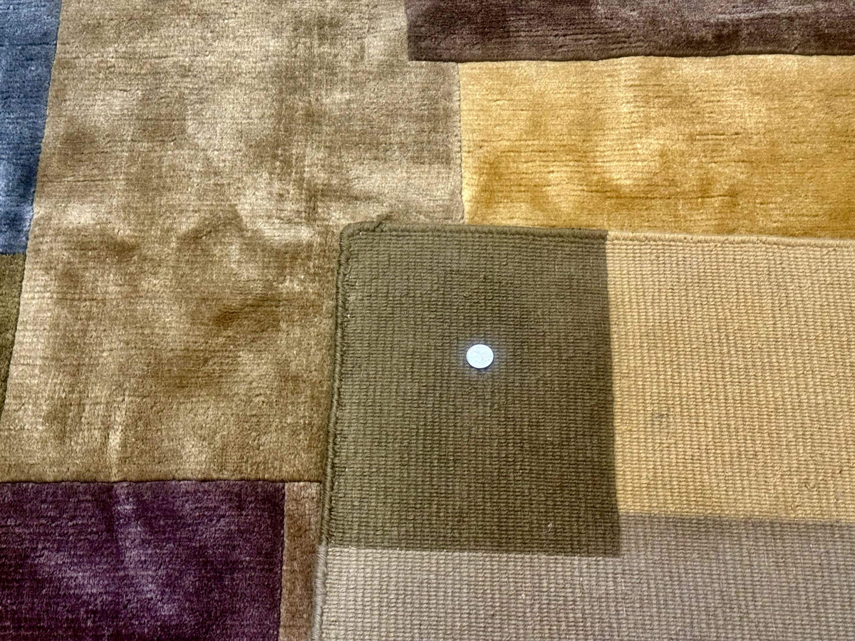 Modern Tibetan Wool Rug 8x10, Multicolor, Thick Pile, Contemporary, Nepali, Handmade - Jewel Rugs, view 11